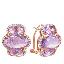 Серьги из красного золота с бриллиантами, аметистами