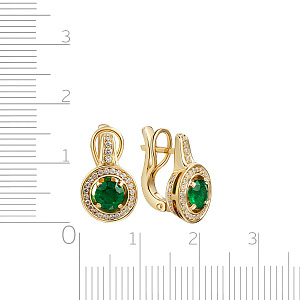 Серьги с английским замком из желтого золота с бриллиантами