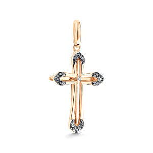 Крест из красного золота с бриллиантами