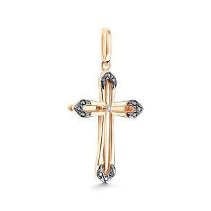 Крест из красного золота с бриллиантом