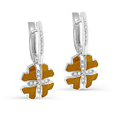 Серьги с английским замком из серебра с фианитами