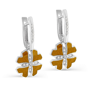 Серьги с английским замком из серебра с фианитом