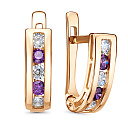 Серьги с английским замком из красного золота с фианитами