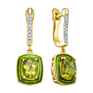 Серьги с английским замком из серебра с перидотами