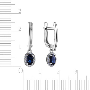 Серьги с английским замком из белого золота с сапфиром