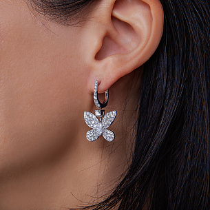 Серьги с английским замком из белого золота с бриллиантом