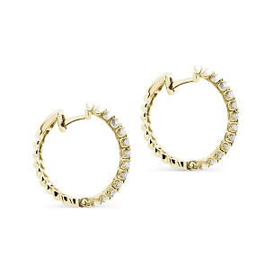 Серьги с английским замком из желтого золота с бриллиантом