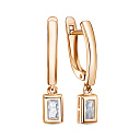 Серьги с английским замком из красного золота с фианитами