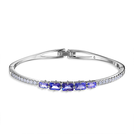 Браслет жесткий из белого золота с бриллиантами