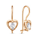 Серьги с французским замком из красного золота с фианитами