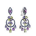 Серьги из белого золота с бриллиантами, аметистами