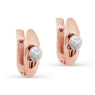 Серьги с английским замком из красного золота с бриллиантом