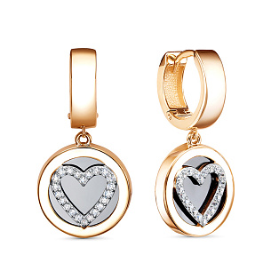 Серьги из красного золота с фианитом