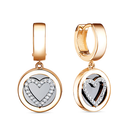 Серьги из красного золота с фианитами