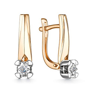 Серьги с английским замком из красного золота с бриллиантами