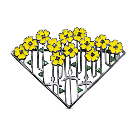 Брошь из серебра с фианитами