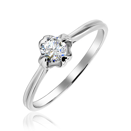 Кольцо помолвочное из белого золота с бриллиантом