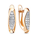 Серьги с английским замком из красного золота с фианитами