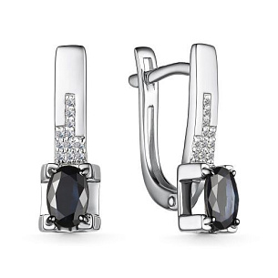 Серьги с английским замком из белого золота с бриллиантом