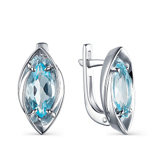 Серьги с английским замком из серебра с топазами