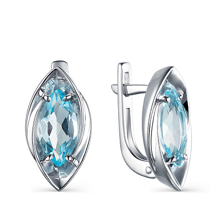 Серьги с английским замком из серебра с топазами