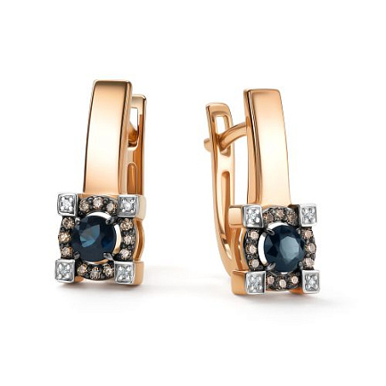 Серьги с английским замком из красного золота с бриллиантами