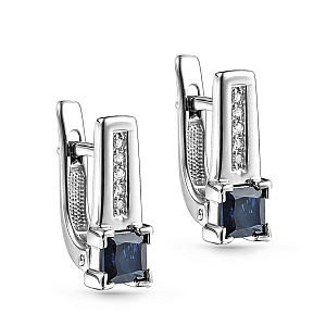 Серьги с английским замком из белого золота с бриллиантами