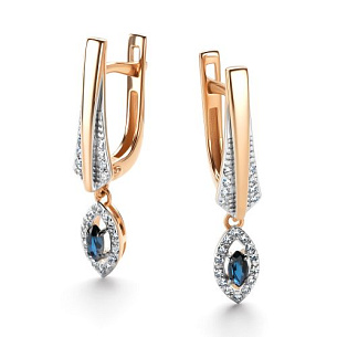 Серьги с английским замком из красного золота с бриллиантом