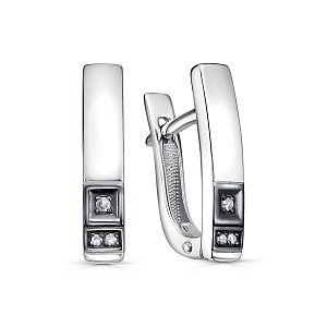 Серьги с английским замком из серебра с бриллиантами