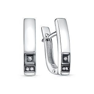 Серьги с английским замком из серебра с бриллиантом