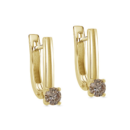 Серьги с английским замком из желтого золота с бриллиантами