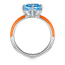 Кольцо из серебра с топазом, эмалью