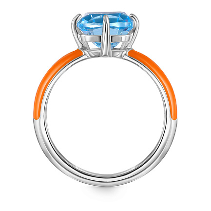 Кольцо из серебра с топазом, эмалью