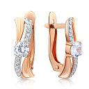 Серьги с английским замком из красного золота с фианитом