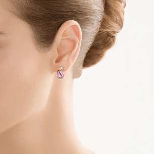 Серьги из красного золота с кварцем