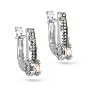 Серьги с английским замком из белого золота с бриллиантами