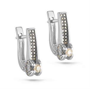 Серьги с английским замком из белого золота с бриллиантом