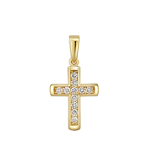 Крест из желтого золота с бриллиантами