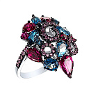 Кольцо из белого золота с сапфирами