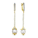 Серьги с английским замком из желтого золота с бриллиантами