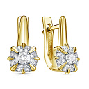 Серьги с английским замком из желтого золота с бриллиантами