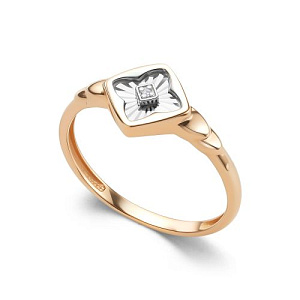 Кольцо из красного золота с бриллиантом