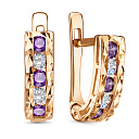 Серьги с английским замком из красного золота с фианитами