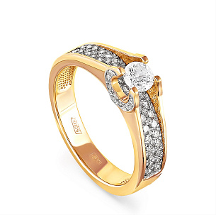 Кольцо из желтого золота с бриллиантом