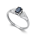 Кольцо из белого золота с бриллиантами, сапфиром