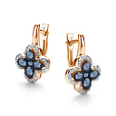 Серьги с английским замком из красного золота с бриллиантами