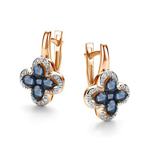 Серьги с английским замком из красного золота с бриллиантами