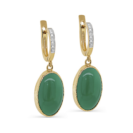 Серьги с английским замком из желтого золота с бриллиантами