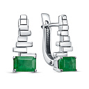 Серьги с английским замком из серебра с изумрудами