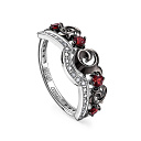 Кольцо из серебра с гранатами, фианитами